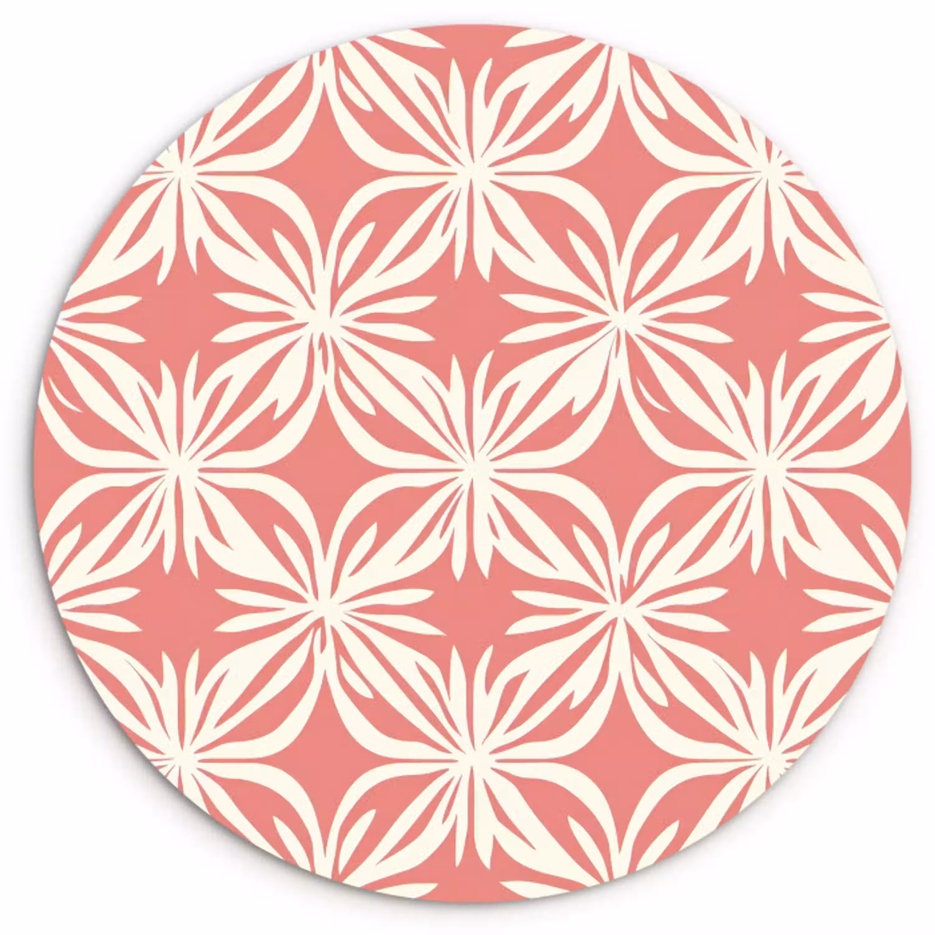 Roze - Bloemenmotief - Wit - Modern Wandcirkel kunststof plaat 5mm dik klein 188 -3d