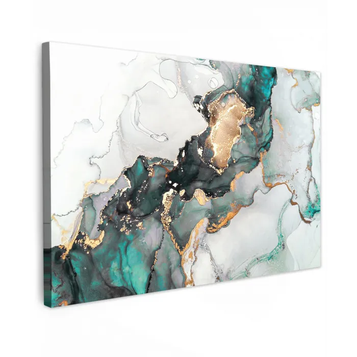Blauw - Marmer - Goud canvas 2cm klein -z3d