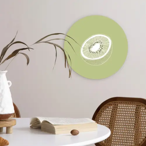 Kiwi - Lijntekening - Minimalistisch - Groen Wandcirkel plexiglas klein -sfeer4