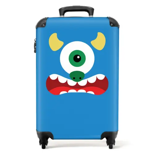 Dierenportret - Monster - blauw NBS - Handbagage koffer - Unisex middel -productfoto_recht