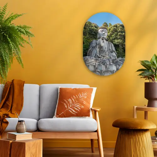 Boeddha beelden - Jungle - Buddha - Spiritualiteit - Mediteren Wandcirkel Ovaal Forex klein -sfeer4