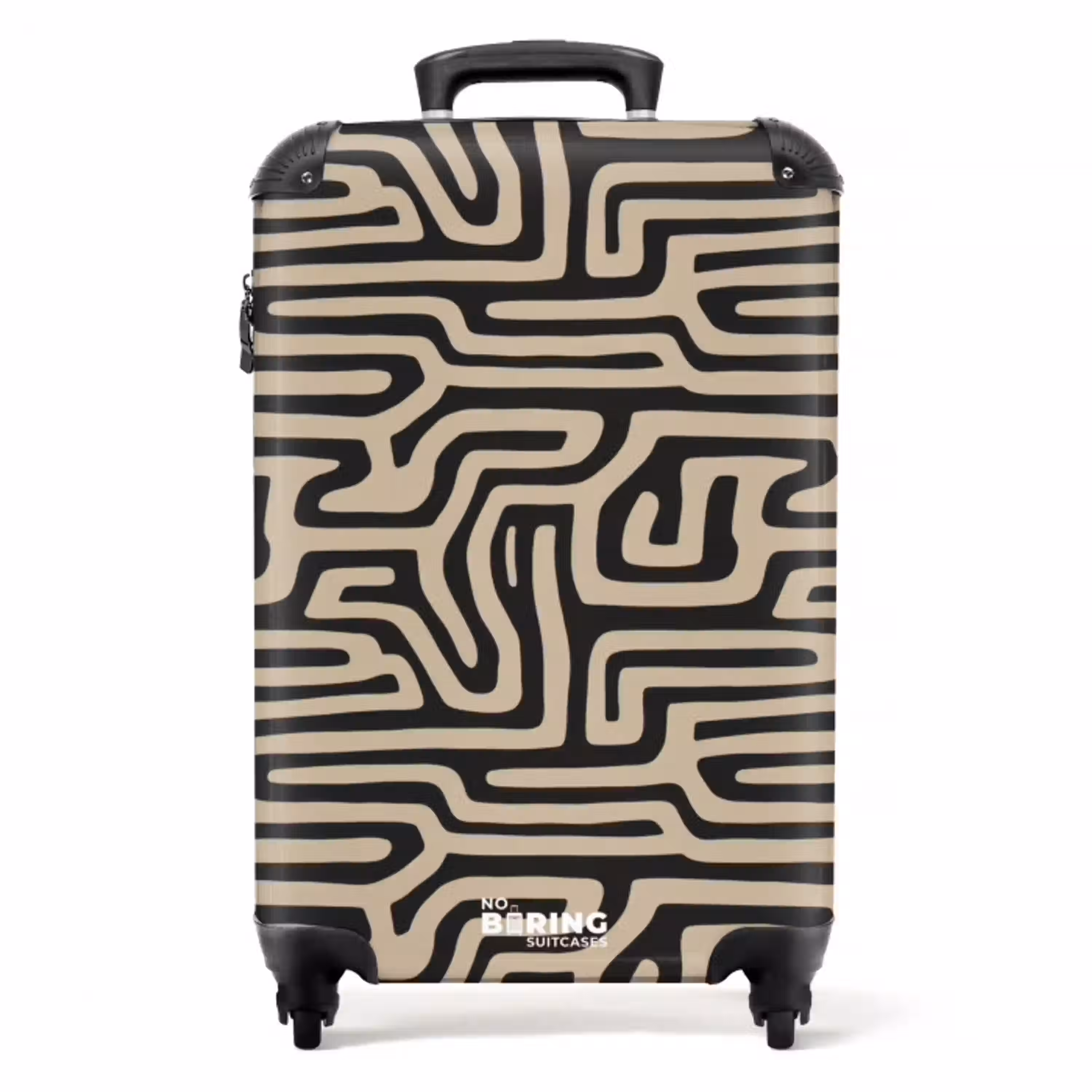 Grafisch - Lijnen - Zwart NBS - Handbagage koffer - Volwassenen Unisex middel -productfoto_recht