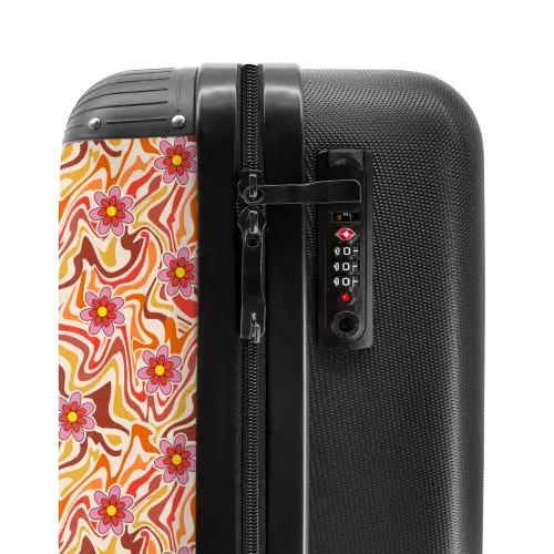 Retro disco 70s bloem patroon kleurrijk NBS - Handbagage koffer - Volwassenen Unisex middel -slot