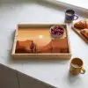 Landschap - Woestijn - Cactussen - Zon Dienblad Rechthoek middel -sfeer2