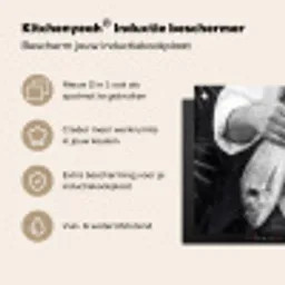 Vissen - Chef - Zwart - Wit Inductie beschermer vinyl 3mm middel -zzzzzzusp-haakje_NL