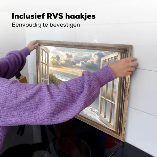 Doorkijk - Strand - Duinen - Zee - Natuur Inductie beschemer met haakjes klein -ky-ophangen-nl