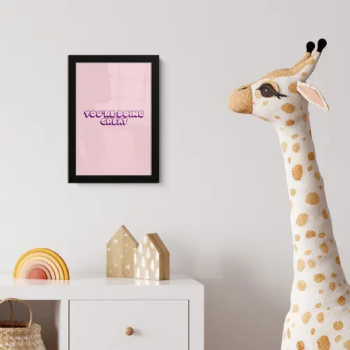 You're doing great - roze - 3D fotolijst zwart zonder passe partout klein -usfeer4_kinderkamer