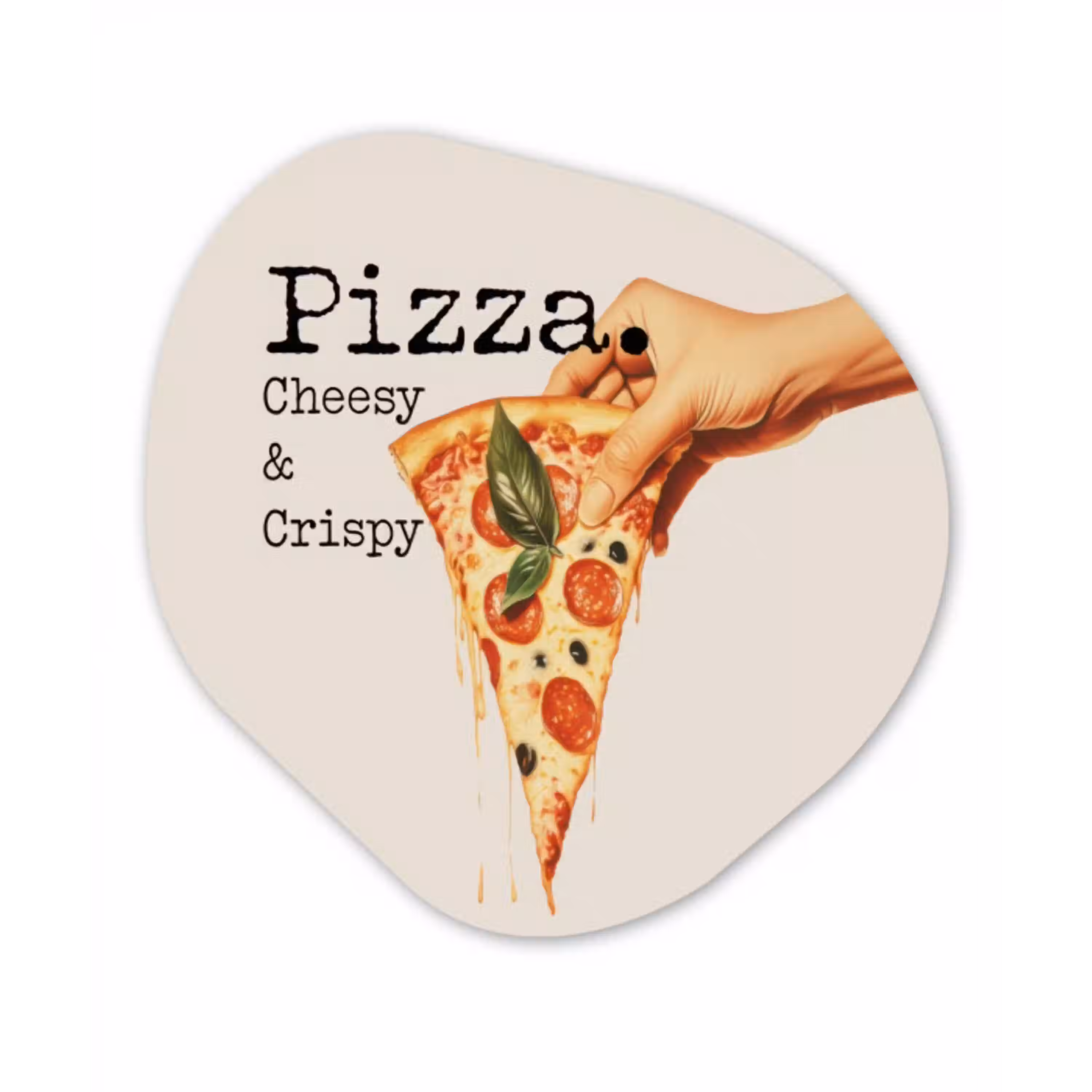 Pizza - Kaas - Pepperoni Wandcirkel Organisch Forex 3mm klein -3d