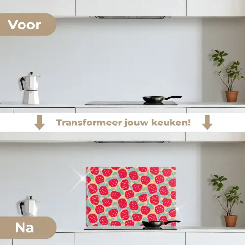 Appels - Rood - Stippen keuken achterwand spatscherm klein 900 -voor_na_NL