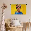 Frida Kahlo - Vrouw - Geel - Blauw - Bloemen Wandkleed katoen klein -wsfeer5_kind