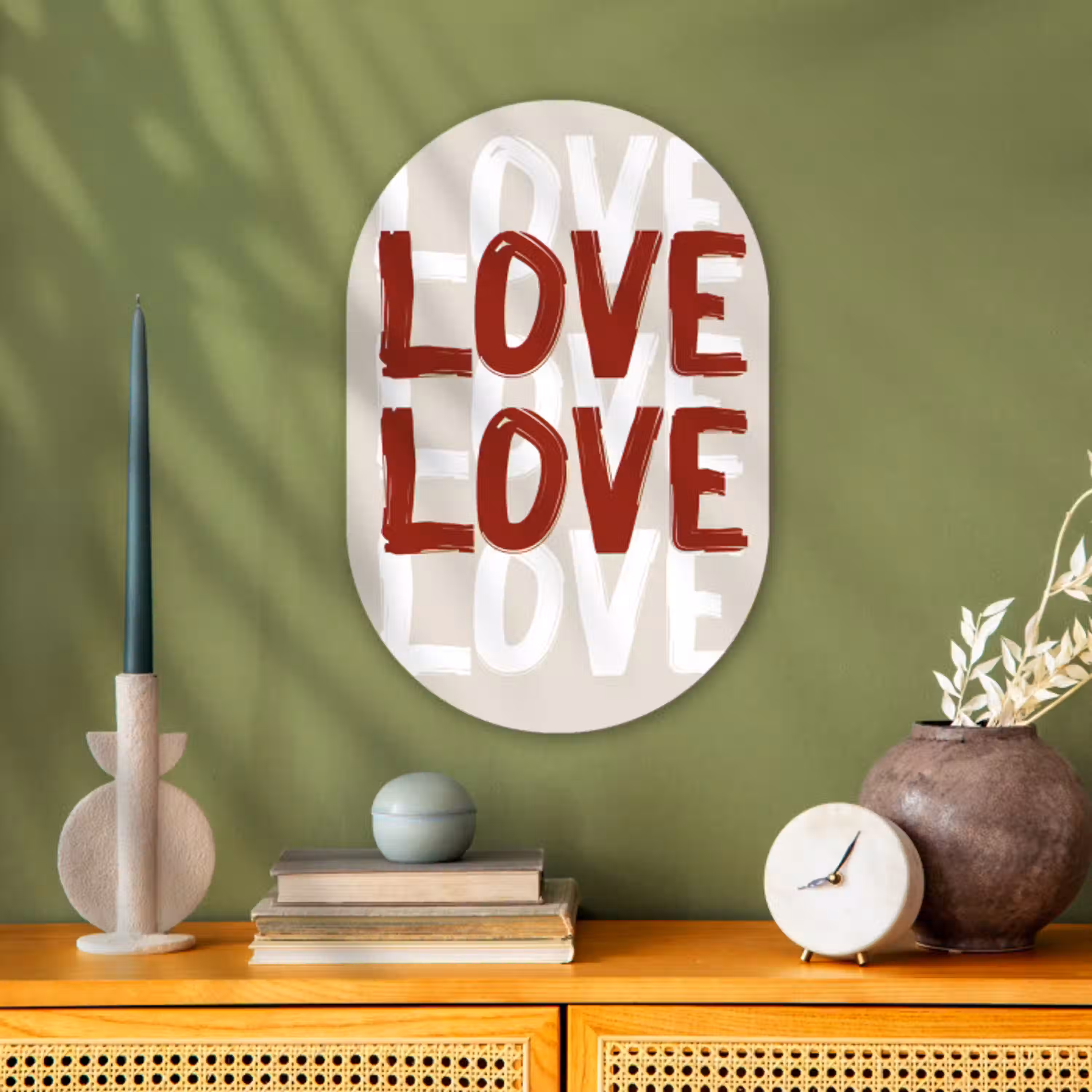 Love - Rood - Tekst Wandcirkel Ovaal Forex klein -sfeer2