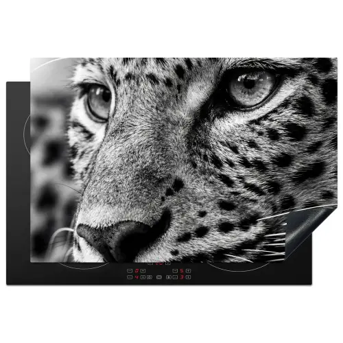 Luipaard - Zwart - Wit - Oog Inductie beschermer vinyl 3mm klein -3d