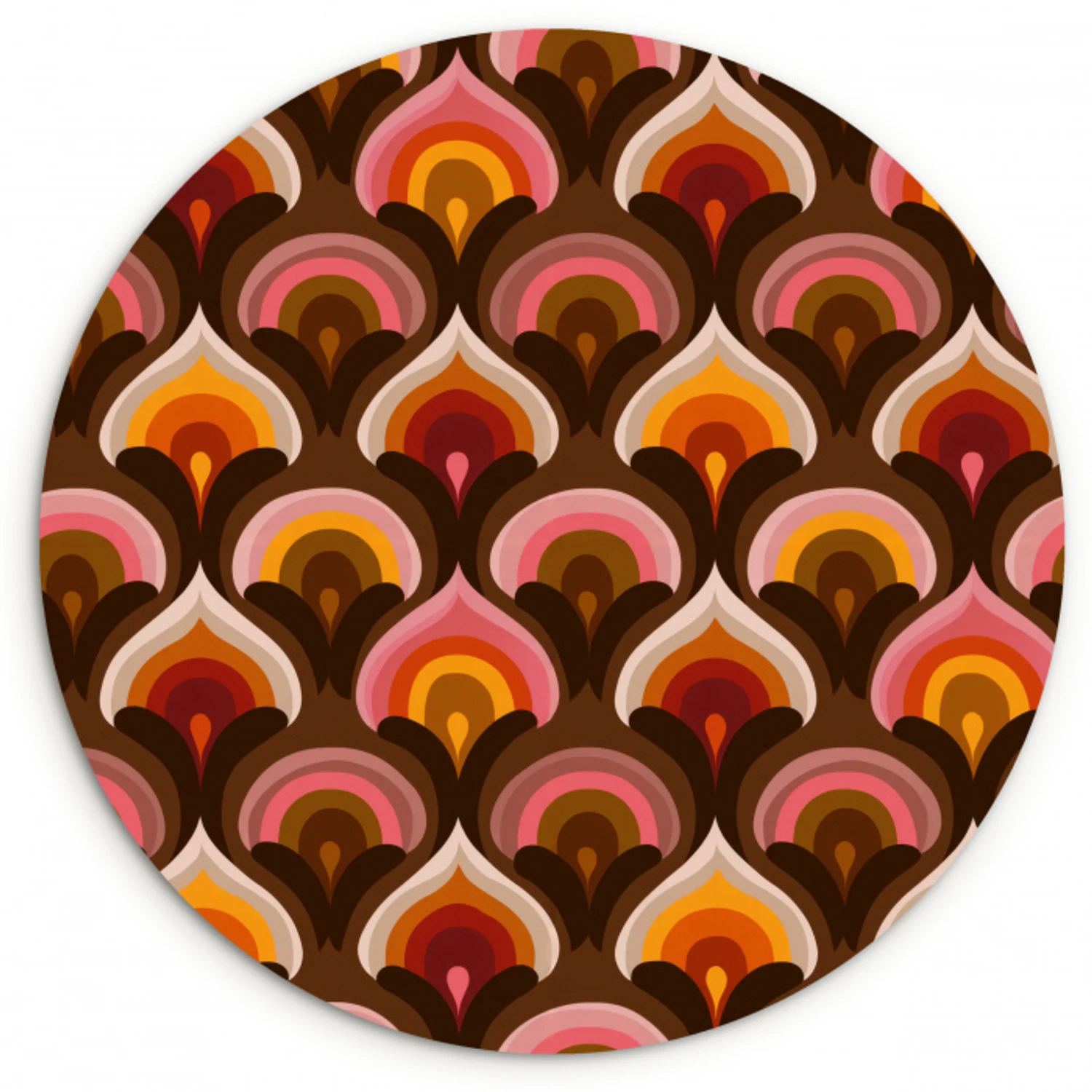 Patroon - Retro - Kleurrijk Wandcirkel kunststof plaat 5mm dik klein 188 -3d