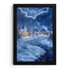 Winteravond - Kerstdorp - Donker fotolijst zwart zonder passe partout klein -3d
