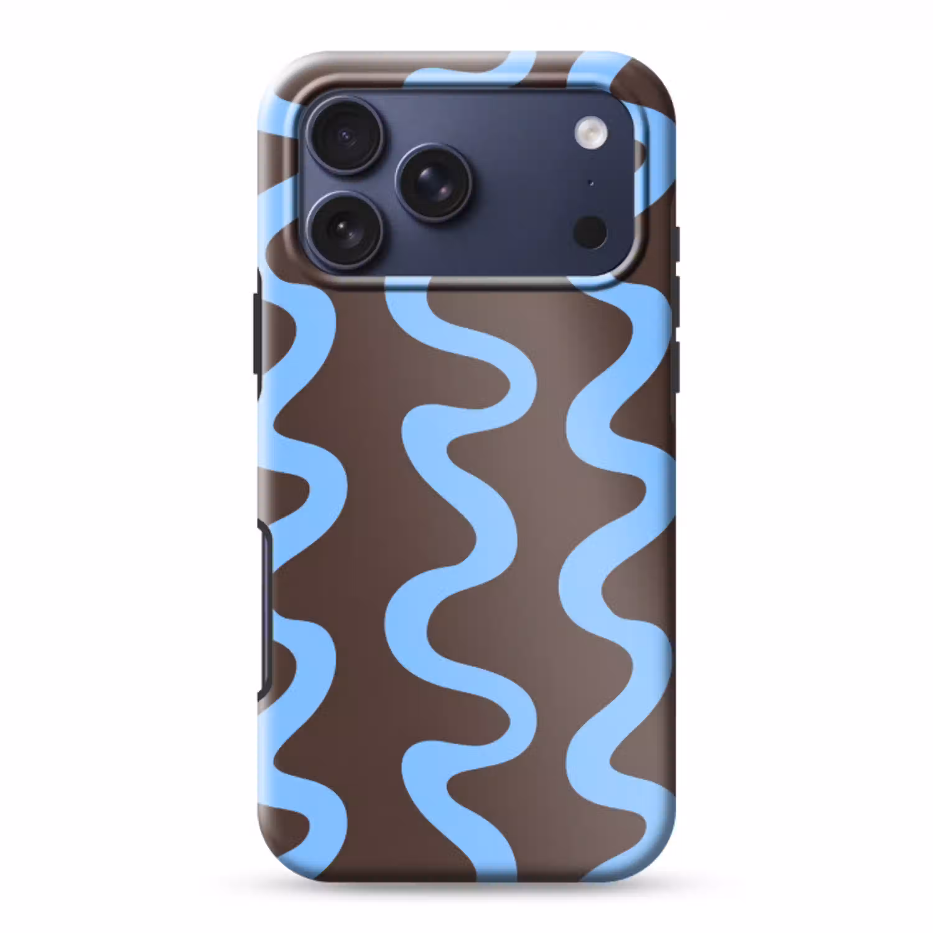 Kronkelende lijnen - Blauw - Bruin - Minimalistisch Toughcase MagSafe Apple iPhone 17 Pro Max klein 1019 -3d