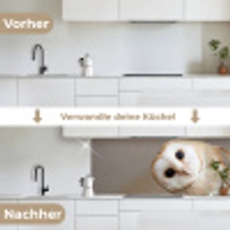 Uil - Bruin - Wit keuken achterwand 2 middel -voor-na_DE