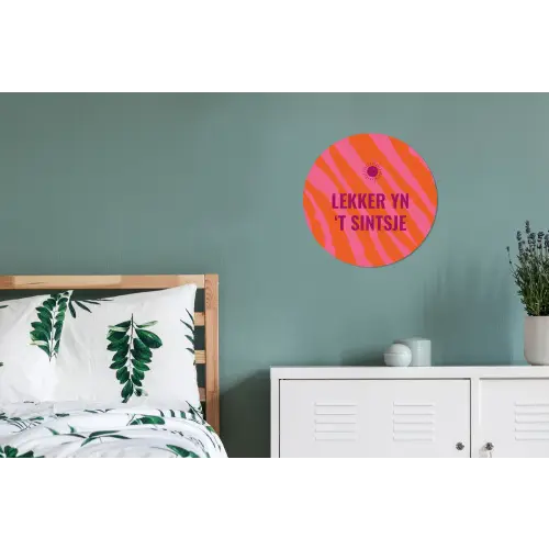 Quote - Zomer - Roze Wandcirkel aluminium klein -slaapkamer