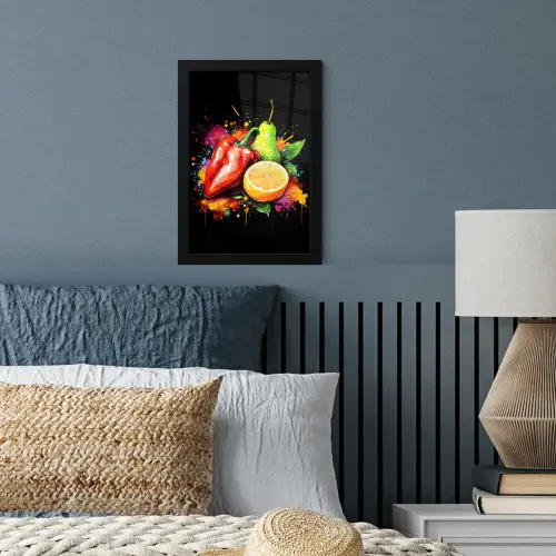 Paprika - Peer - Citroen - Graffiti - Verf - Abstract fotolijst zwart zonder passe partout klein -sfeer3