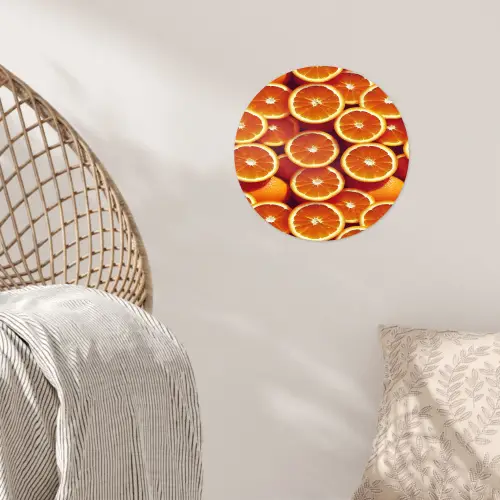 Sinaasappels - Oranje - Gesneden Wandcirkel behangsticker klein 186 -sfeer4