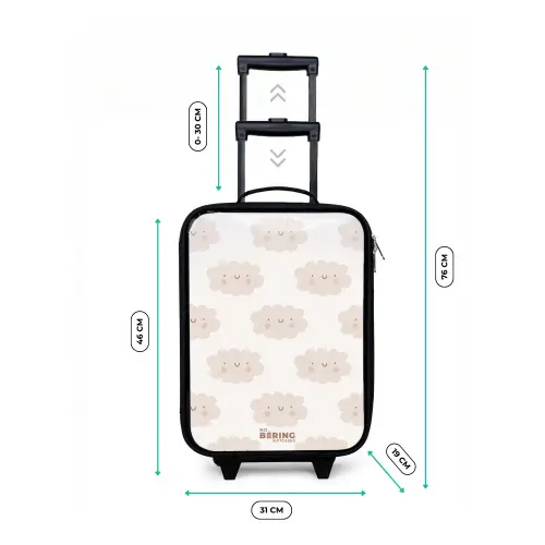 Vrolijke wolkjes met gezichtjes op crèmekleurige achtergrond Kinderkoffer - Zwart klein -productfoto_formaten