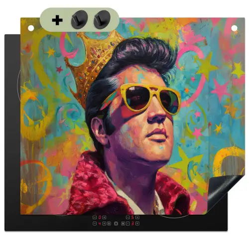 Kleurrijk portret - Kroon - Sterren Inductie beschemer met haakjes middel -3d