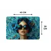 Vrouw - Bloemen - Vlinders - Blauw - Abstract Placemat vinyl groot -specs