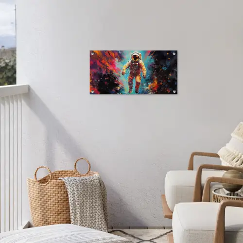 Astronaut - Graffiti - Ruimte - Neon tuinposter los doek klein -sfeer8