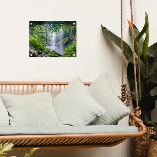 Verborgen Waterval tuinposter los doek klein -sfeer7