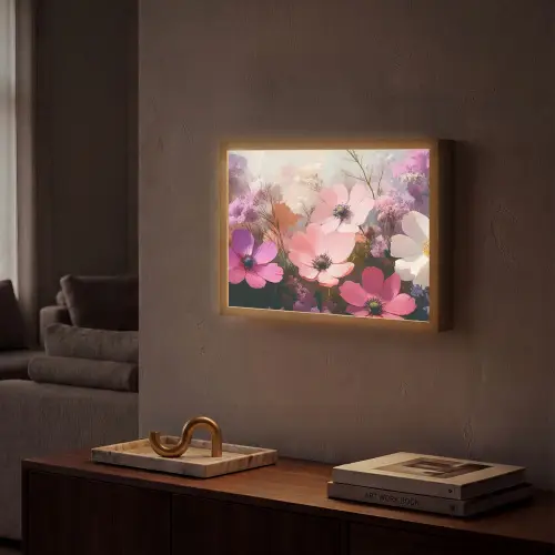 Bloemen - Kleurrijk - Bloei Light Box met batterij (Wandlamp) middel -sfeer1
