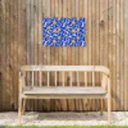 Abstract - Bloem - Blauw Tuinposter op houten frame 2 cm dik klein 845 -sfeer4