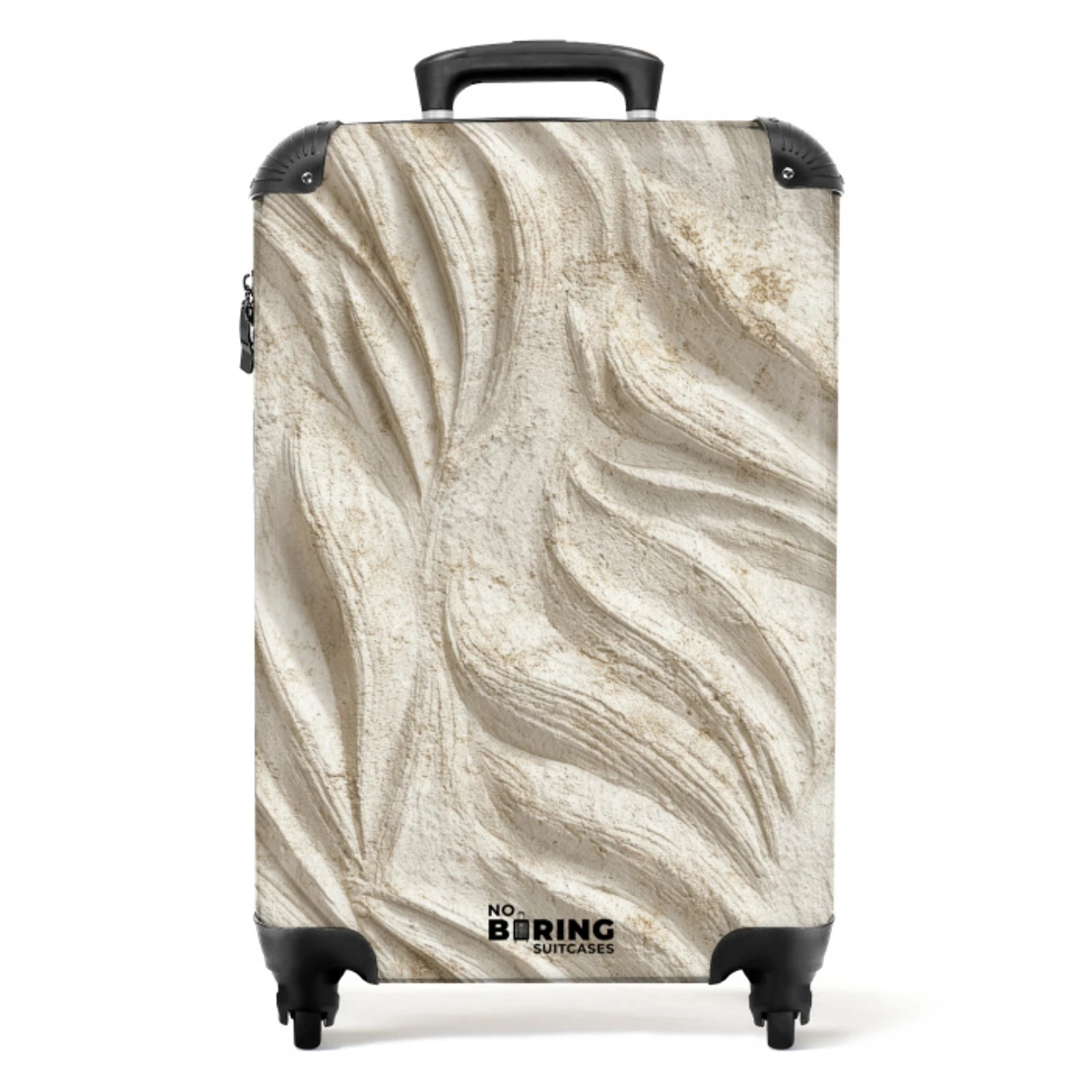 Textuur - Reliëf - Beige NBS - Handbagage koffer - Volwassenen Unisex middel -productfoto_recht