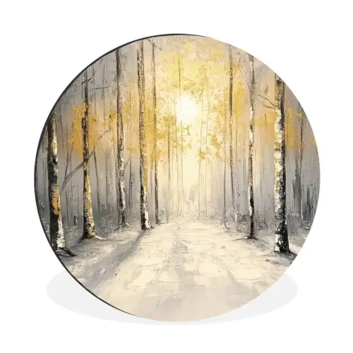 Winter - Abstract - Sneeuw - Natuur - Zon Wandcirkel aluminium klein -3d