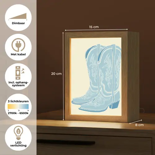 Illustratie - Cowboylaarzen - Patroon Light Box met kabel (Tafellamp) klein -USP_NL