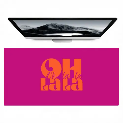 Oh la la - Roze - Oranje - Gestapelde letters Muismat XXL klein -zzz3d