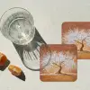 Abstract - Boom - Wit - Bladeren onderzetter kurk middel -sfeer4