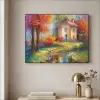 Landschap - Kleurrijk - Olieverf - Kunst Textielframe zwart klein -sfeer2