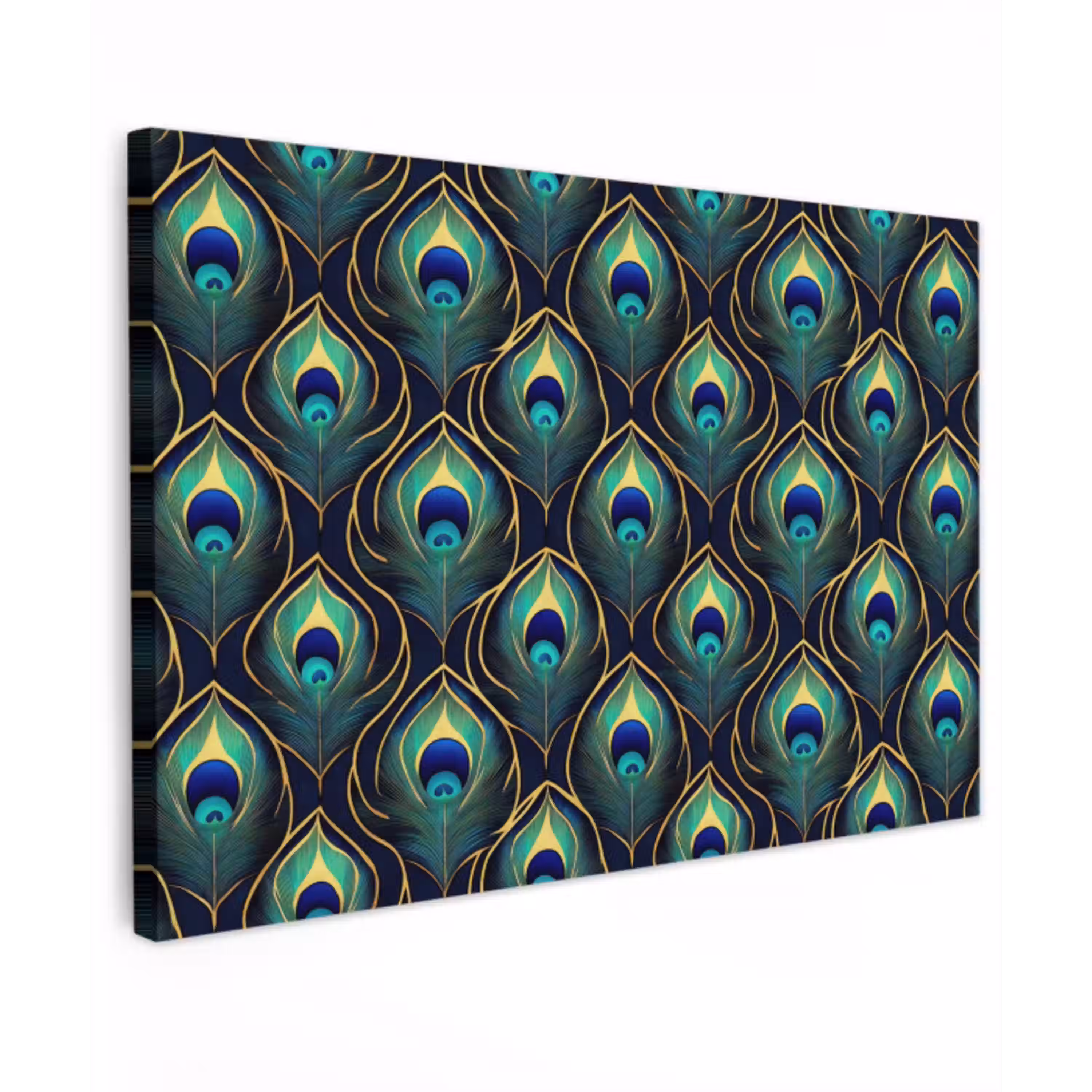 Pauw - Veren - Groen Tuinposter op houten frame 2 cm dik klein 845 -3d