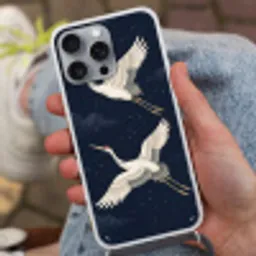 Kraanvogels - Nachthemel - Blauw Hoesje iPhone 16 Pro Max met koord klein -sfeer3