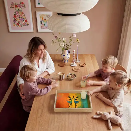 Dansen - Vrouwen - Verfstructuur Dienblad Rechthoek middel -sfeer4