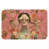 Vrouw - Bril - Roze - Bloemen Badmat klein -3d