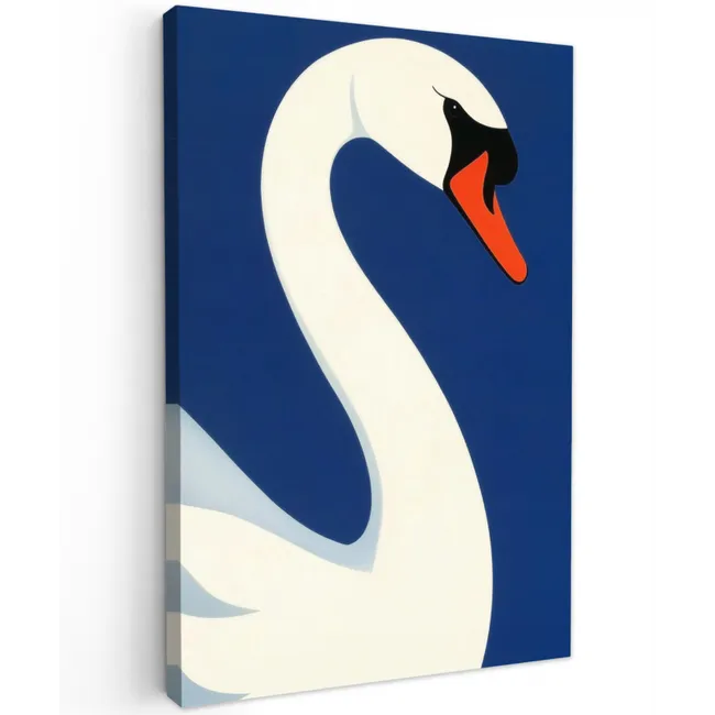 Zwaan - Wit - Snavel - Illustratie Tuinposter op houten frame 2 cm dik klein -3d