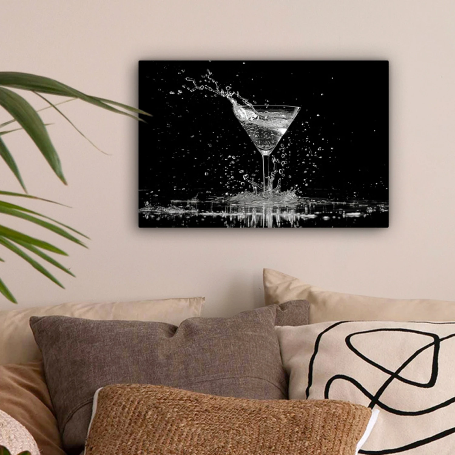 Martini - Spetters - Zwart - Glas canvas 2cm klein -sfeer1