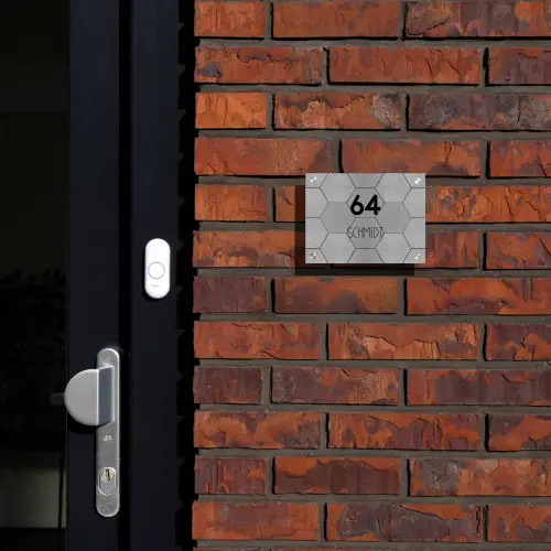 Grijze tegels - Modern Naambord Rechthoek middel -sfeer1-rechthoek-S