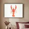 Kreeft - Waterverf - Aquarel - Oranje Textielframe zwart klein -sfeer1