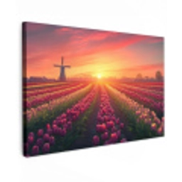 Windmolen - Zonsondergang - Landschap Tuinposter op houten frame 2 cm dik klein -3d