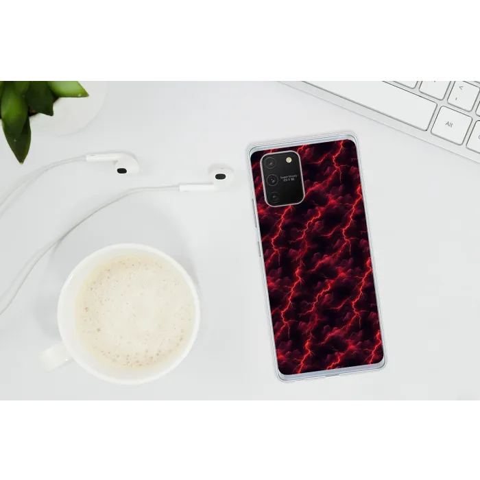 Rood - Onweer - Bliksem - Wolken Telefoonhoesje Samsung Galaxy S10 Lite klein 364 -oordopS10Lite