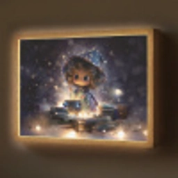Meisje - Toveren - Sterren - Paars Light Box met batterij (Wandlamp) middel -z3d_website