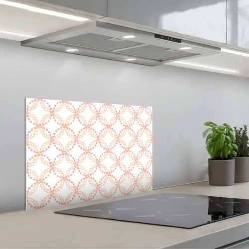 Koraalkleur - Vlechtmotief - Wit keuken achterwand spatscherm klein 900 -3d_schuin