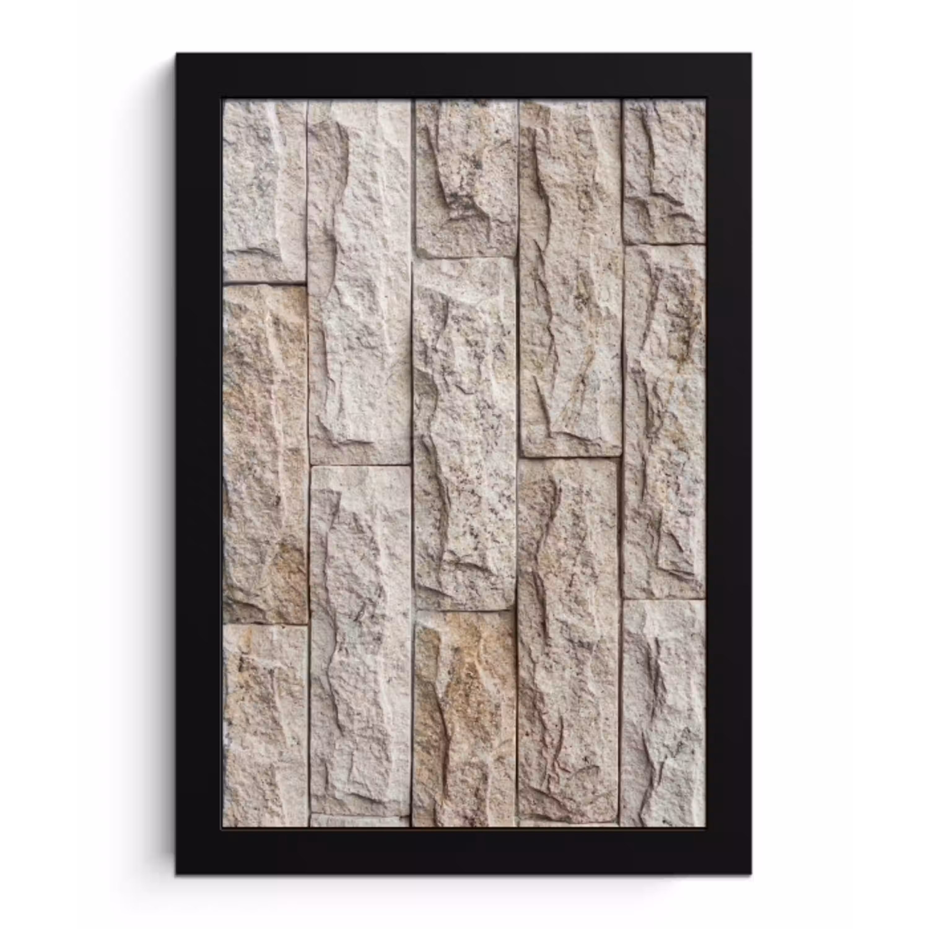 Muur - Steen - Ruw - Beige - Textuur fotolijst zwart zonder passe partout klein -3d