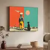 Retro - Jongen - Hond - Rood - Groen Textielframe zwart klein -sfeer3